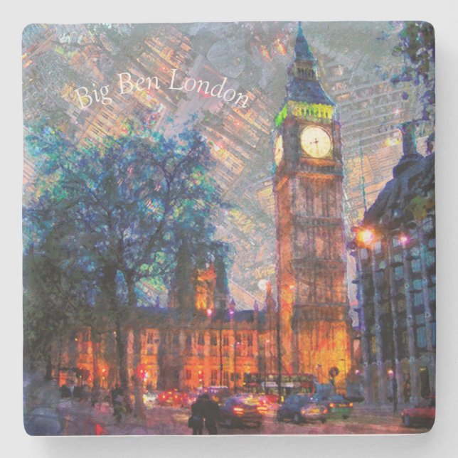 Stone Drink Coasters - Big Ben London Steinuntersetzer (Vorderseite)