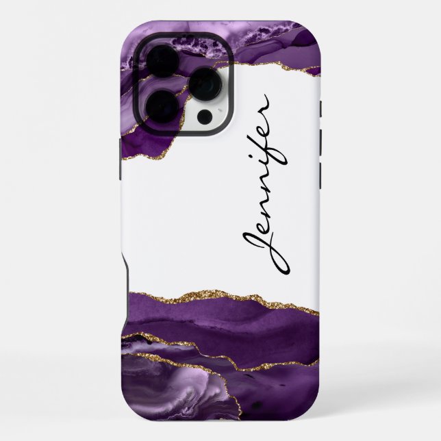 Stone Geode Agate Lila iPhone 16 Pro Max Hülle (Rückseite)