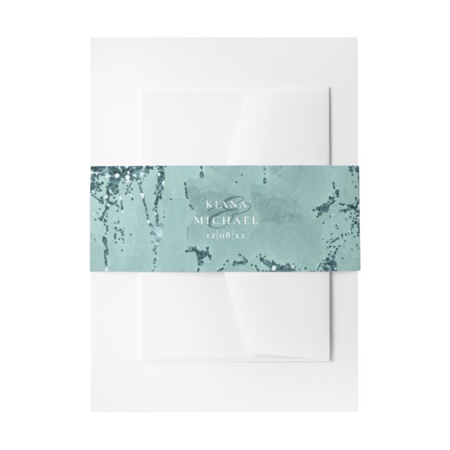 Stone Glitzer Wedding Aquamarin ID647 Einladungsbanderole (Vorderseite Beispiel)