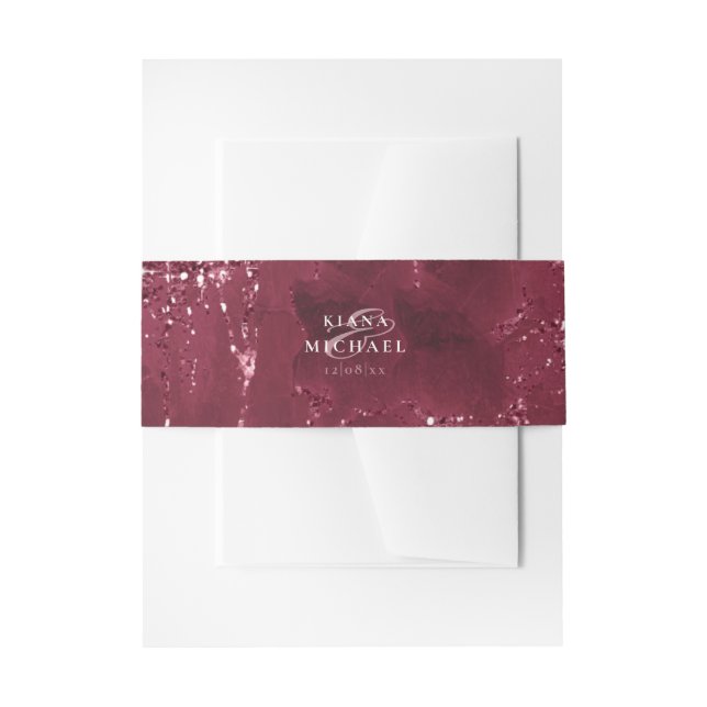 Stone Glitzer Wedding Burgundy ID647 Einladungsbanderole (Vorderseite Beispiel)