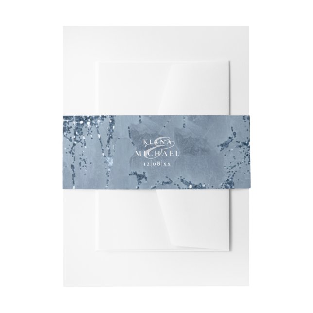 Stone Glitzer Wedding Dusty Blue ID647 Einladungsbanderole (Vorderseite Beispiel)