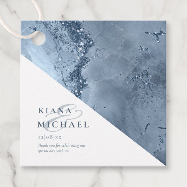 Stone Glitzer Wedding Dusty Blue ID647 Geschenkanhänger (Vorderseite)
