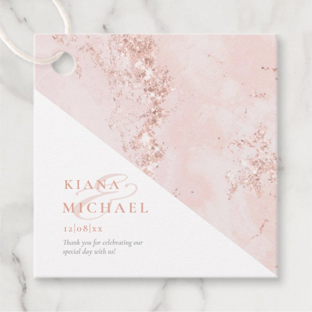 Stone Glitzer Wedding Rose Gold ID647 Geschenkanhänger (Vorderseite)