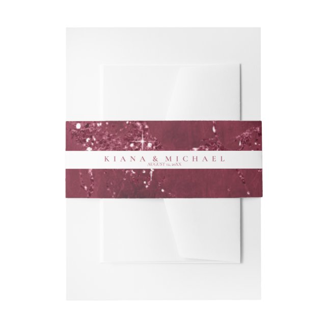 Stone Glitzer Wedding Stripe Burgundy ID647 Einladungsbanderole (Vorderseite Beispiel)