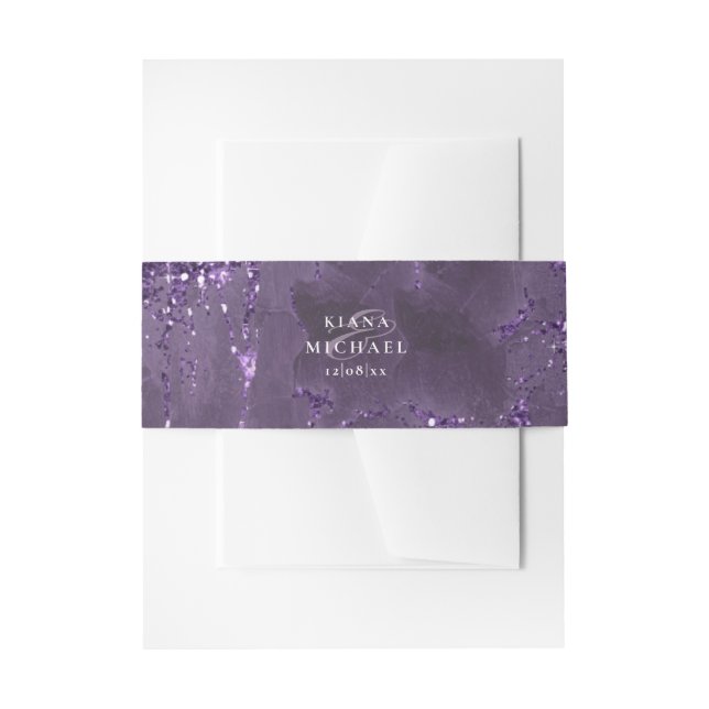Stone Glitzer Wedding Violet ID647 Einladungsbanderole (Vorderseite Beispiel)