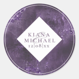 Stone Glitzer Wedding Violet ID647 Runder Aufkleber