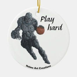 Stone Golem Basketball Sport Fantasy Ornament