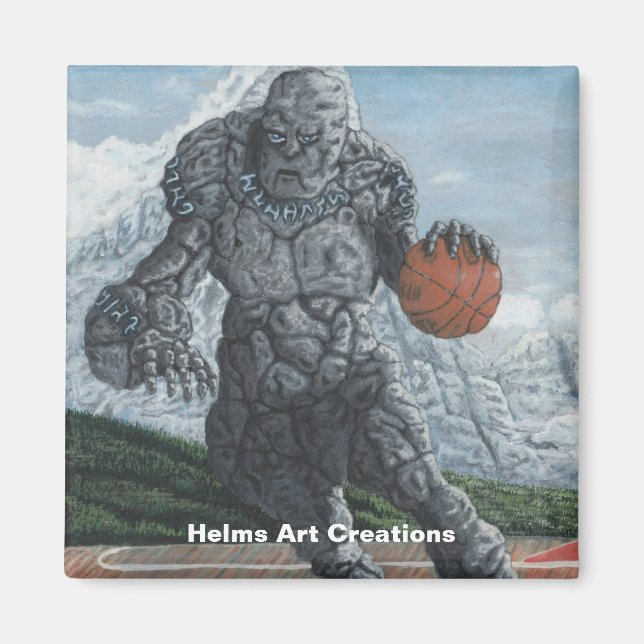 Stone Golem Jouer Bouton de basket Magnet (Devant)
