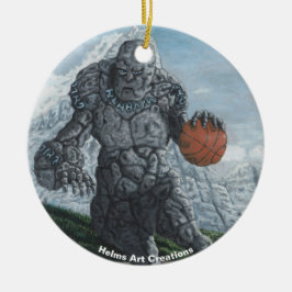 Stone Golem Playing Basketball Fantasy Ornament