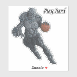 Stone Golem Playing Basketball Fantasy Sticker