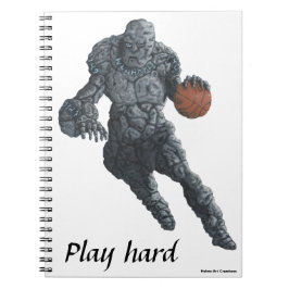 Stone Golem Playing Basketball SpiralNotebook Notizblock