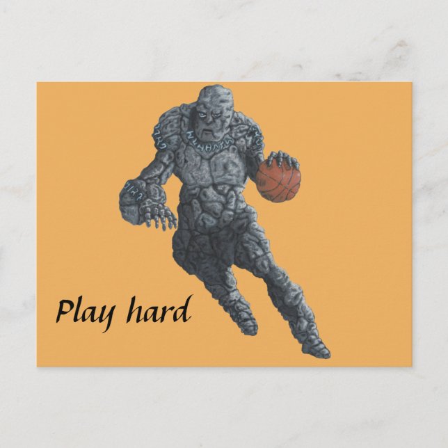 Stone Golem Spielen Basketball Fantasie Postkarte (Vorderseite)