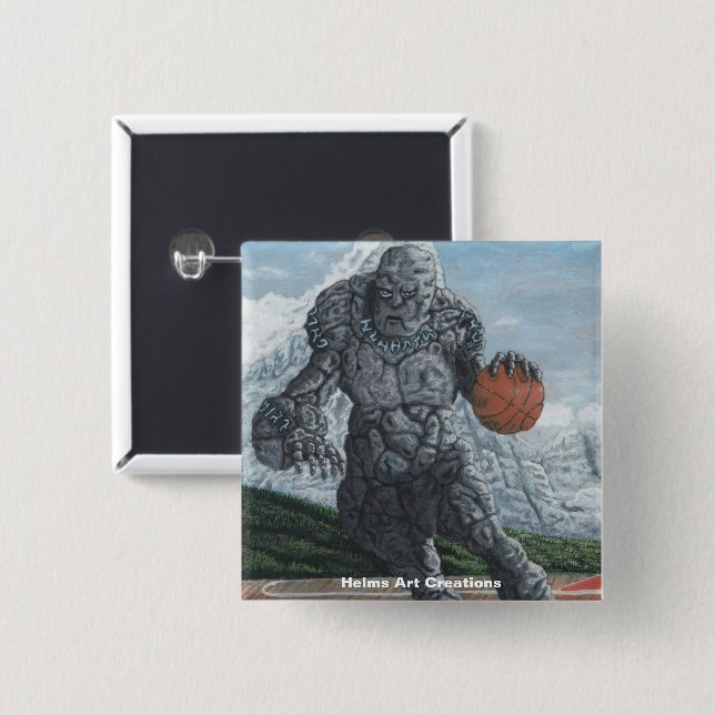 Stone Golem Spielen Basketball Fantasie Schaltfläc Button (Vorne & Hinten)