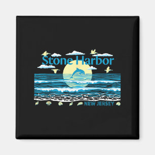 Stone Harbor NJ Delfin Pelikan Wellen Strand Magnet