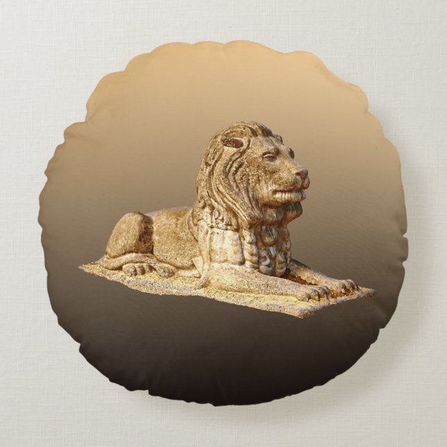 Stone Lion Rundes Kissen (Vorderseite)