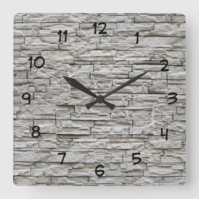 Stone Look Wall Decor Clock Quadratische Wanduhr (Vorderseite)