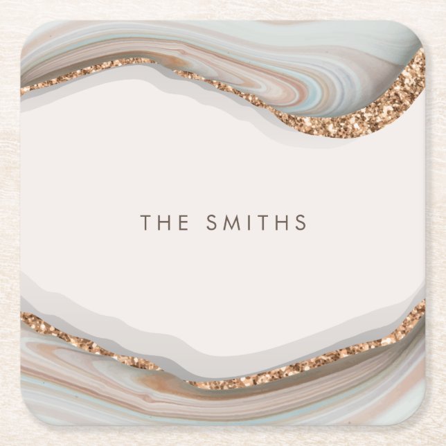 Stone Marble Agate Rechteckiger Pappuntersetzer (Vorderseite)