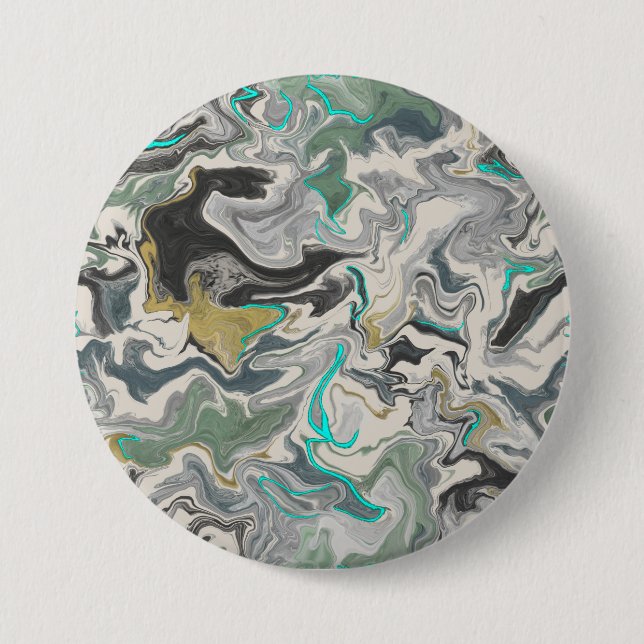 Stone Marbling with Turquoise Veins 3" Round Button (Vorderseite)