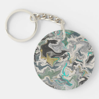 Stone Marbling with Turquoise Veins Acrylic Circle