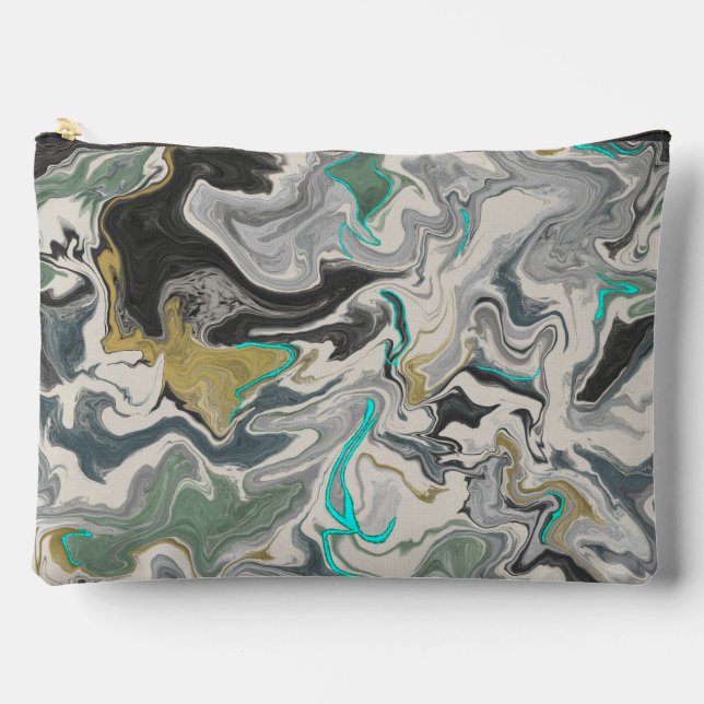 Stone Marbling with Turquoise Veins Large Zubehörtasche (Vorderseite)
