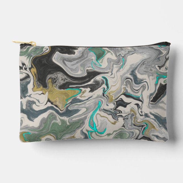 Stone Marbling with Turquoise Veins Small Zubehörtasche (Vorderseite)
