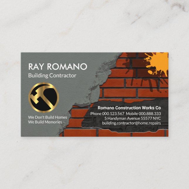 Stone Mason Brick Lay Bau Visitenkarte (Vorderseite)