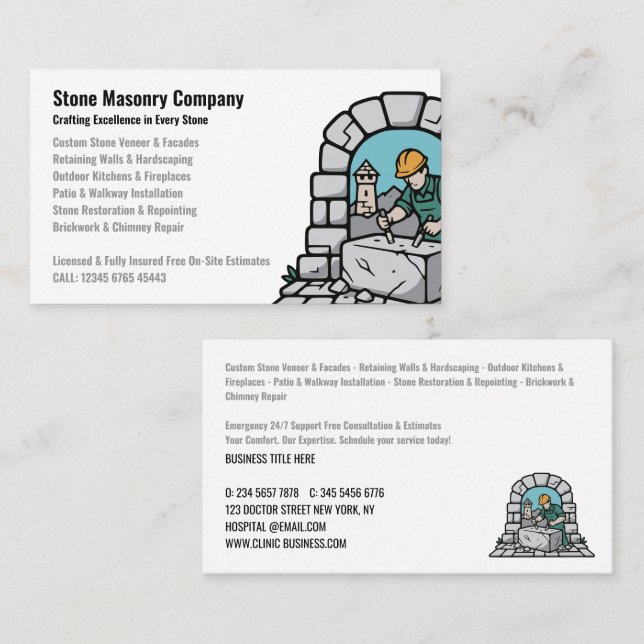 Stone Masonry Company Services Visitenkarte (Vorne/Hinten)
