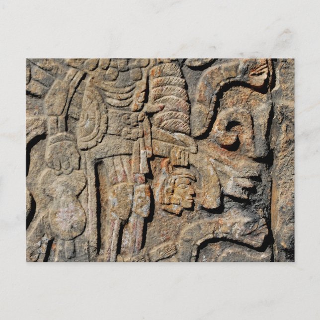 Stone Mayan Wall Schnitzereien von Chichen Itza Postkarte (Vorderseite)
