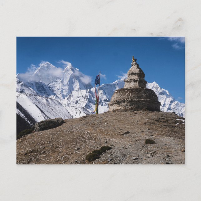 Stone Monument & Snowy Mountains (Himalaya) Postkarte (Vorderseite)