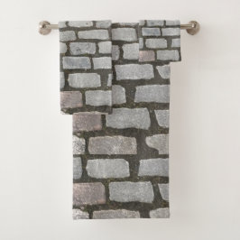 Stone Pathway Gray Cobblestone Street Sidewalk Badhandtuch Set
