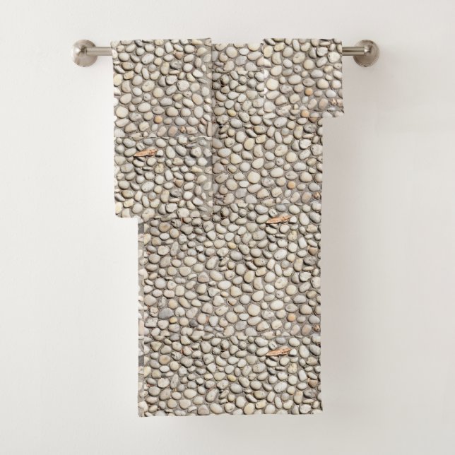 Stone Pathway Gray Cobblestone Street Sidewalk Badhandtuch Set (Insitu)