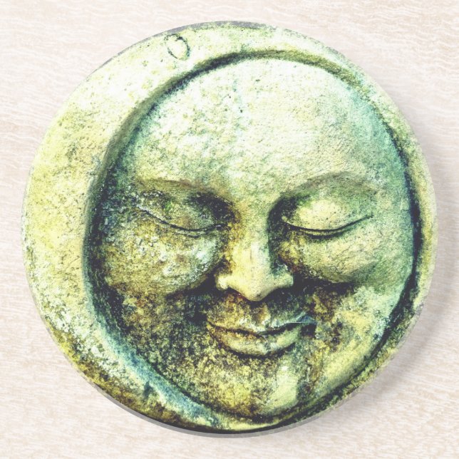 Stone schauen Mond und Sonne Gesicht Halbmond Getränkeuntersetzer (Vorne)