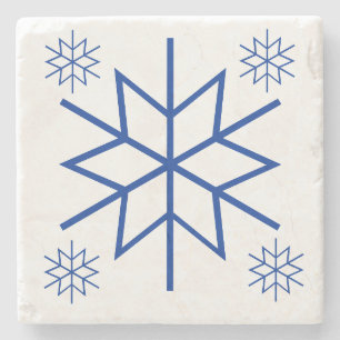 Stone Untersetzer - Blaue Schneeflocken
