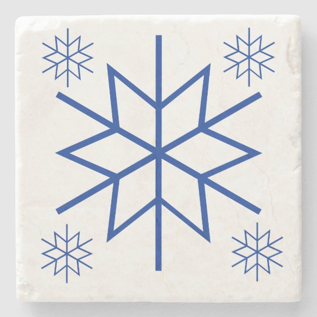 Stone Untersetzer - Blaue Schneeflocken (Vorderseite)