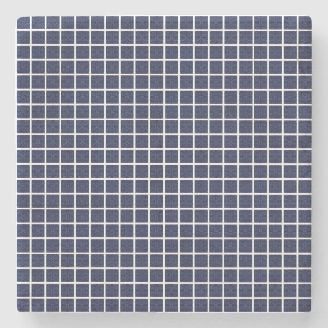 Stone-Untersetzer für blaue geometrische Quadrate Steinuntersetzer (Vorderseite)