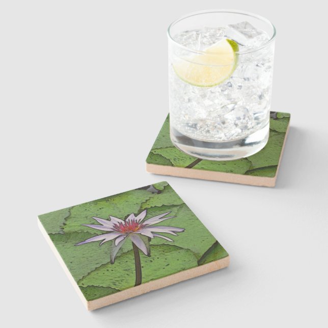 STONE UNTERSETZER/ "LAVENDER WASSER LILY" STEINUNTERSETZER (Seitenansicht)
