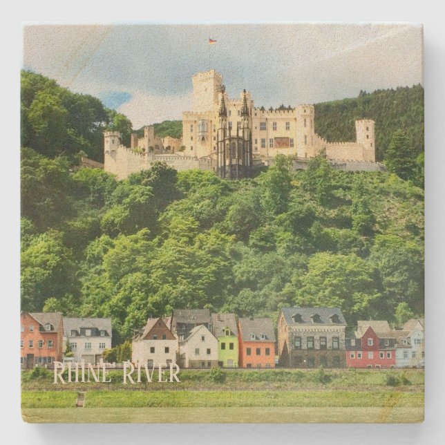 Stone Untersetzer Rhine River Castle, Deutschland (Vorderseite)