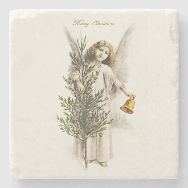 STONE UNTERSETZER: VINTAGE CHRISTMAS ANGEL STEINUNTERSETZER (Vorderseite)