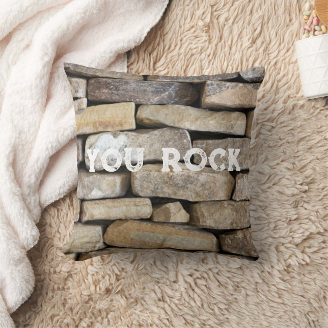 Stone Wall gestackte Steine Rock You Custom Text Kissen (Decke)