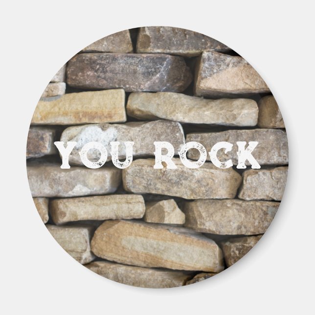 Stone Wall gestackte Steine Rock You Custom Text Magnet (Vorne)