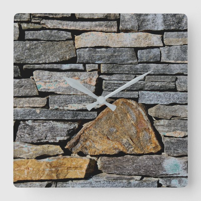 Stone Wall Quadratische Wanduhr (Vorderseite)
