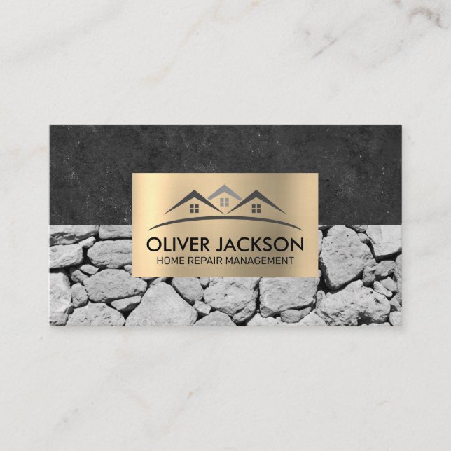 Stone Wall | Verspätung | Gold Metallic Visitenkarte (Vorderseite)