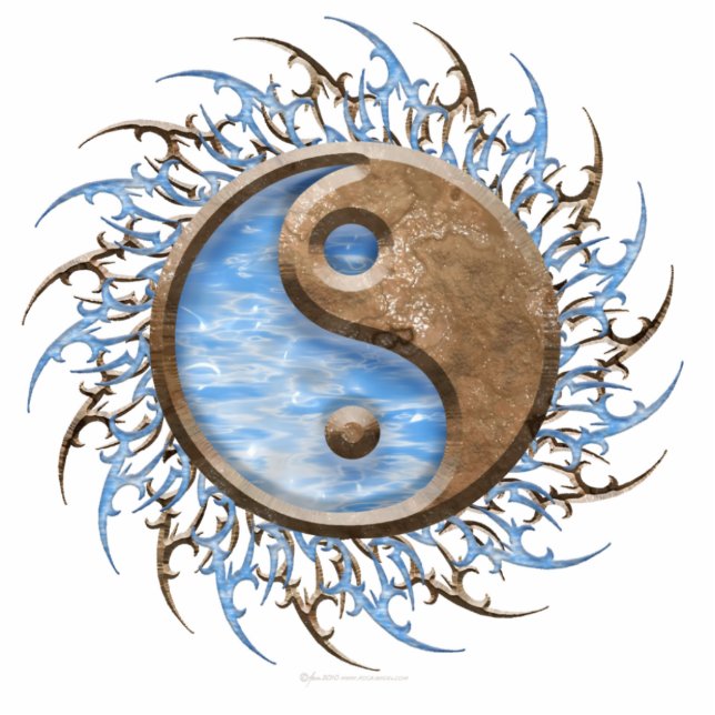 Stone & Water Yin Yang Freistehende Fotoskulptur (Vorne)