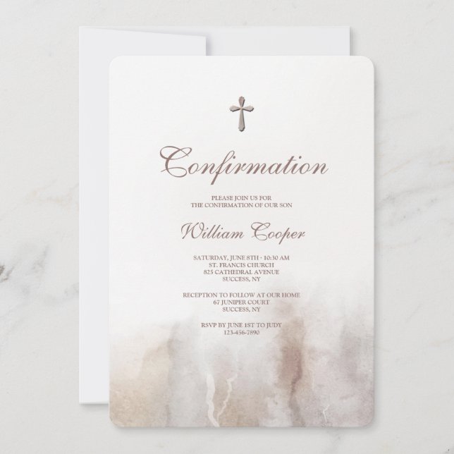 Stone Watercolor Religiöse Einladung (Vorderseite)