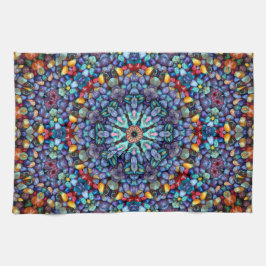 Stone Wonder Vintag Blue Fraktal Kaleidoscope Geschirrtuch