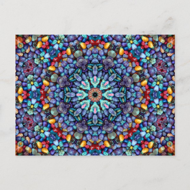 Stone Wonder Vintag Blue Fraktal Kaleidoskop Postkarte (Vorderseite)