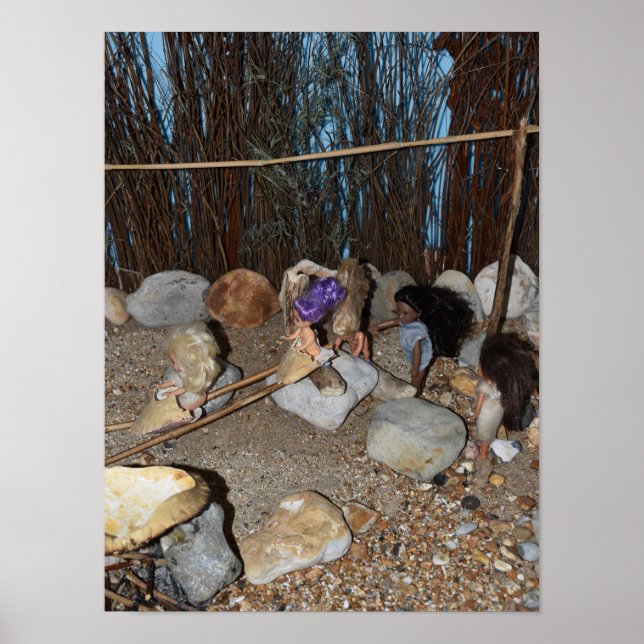 Stoneage Kinder spielen. Poster (Vorne)