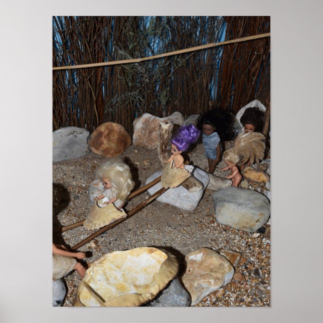 Stoneage Kinder spielen. Poster (Vorne)