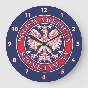 Stoneham Texas Polnischer Adler Große Wanduhr