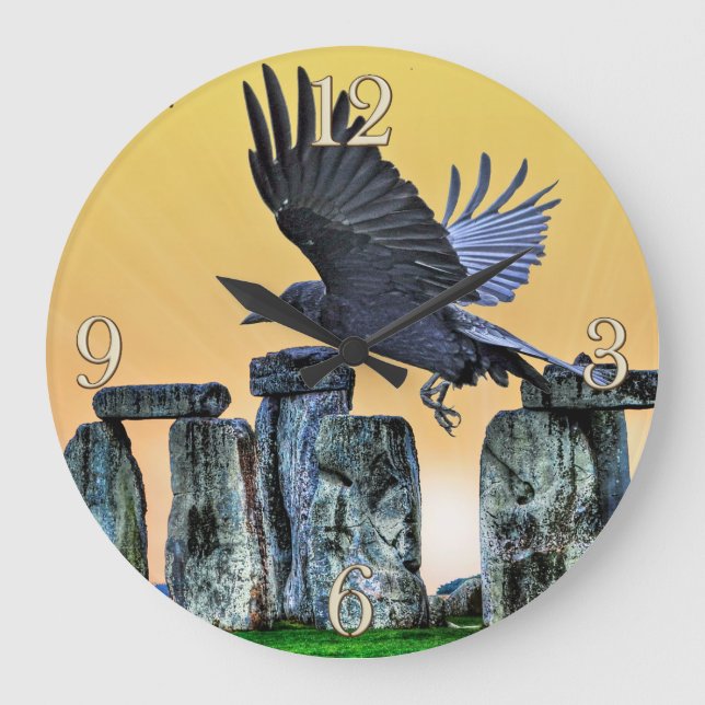 Stonehenge Celtic Stehend Stones in Großbritannien Große Wanduhr (Vorderseite)